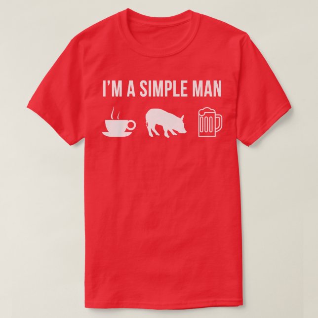 Mens Funny Pig Farmer Simple Man  T-Shirt (Design Front)