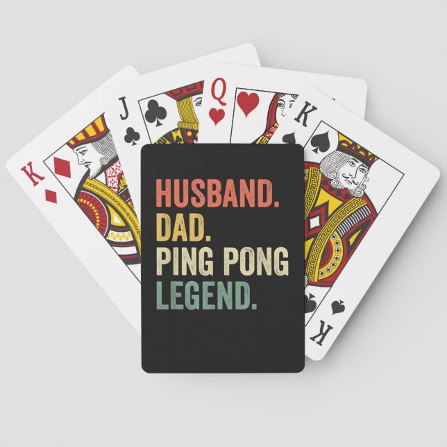 Mens Funny Ping Pong Husband Dad Table Tennis Lege Playing Cards (Back)