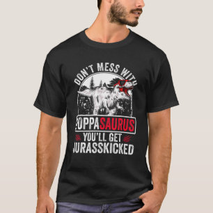 Mens Funny Poppa Dinosaurs Lover Dad Father's Day T-Shirt