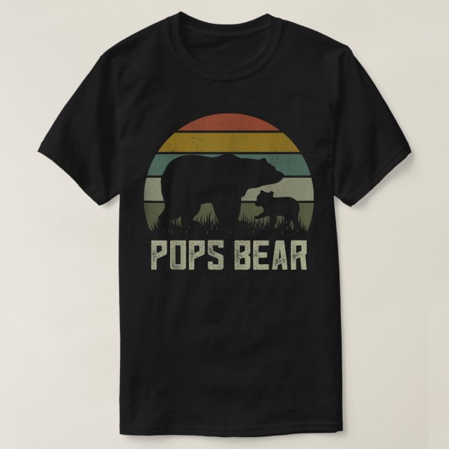 Mens Funny Pops Bear Shirts, Cub Kid Fathers Day G T-Shirt (Design Front)