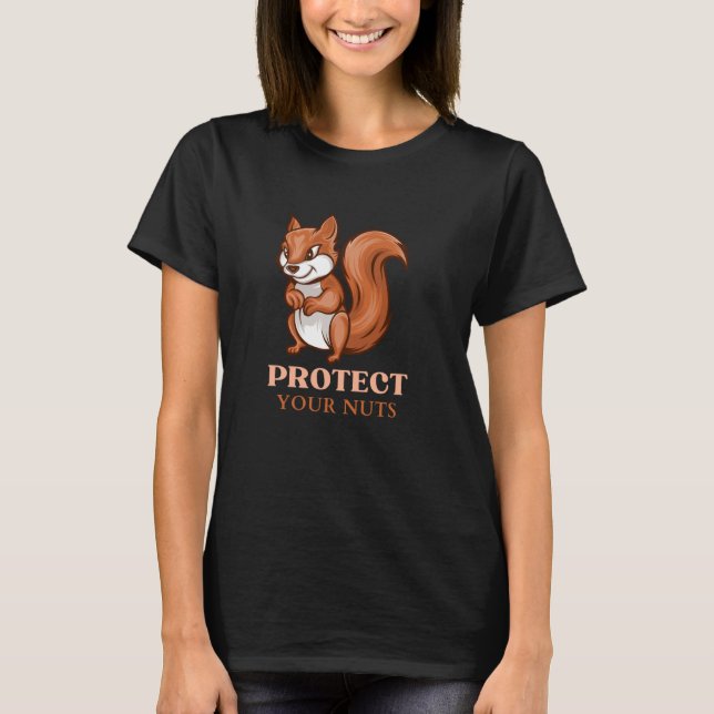 Men's Funny Protect Your Nuts Squirrel T-Shirt (Front)