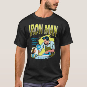 Men's Funny Retro Tee: Iron Man T-Shirt