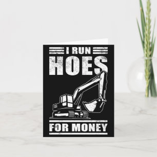 Mens Funny Run S For Money Construction Excavator Card