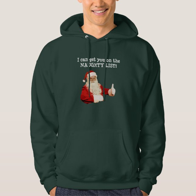 Mens Funny Santa Christmas Hoodie Sweatshirt (Front)
