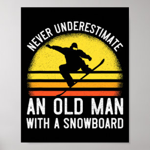 Mens Funny Snowboarding Gift For Men Retro Snowboa Poster