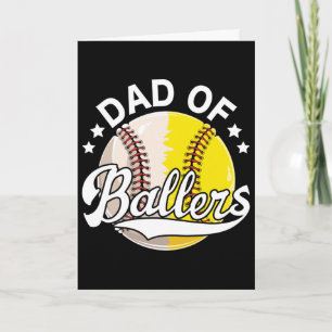 Mens Funny Softball Dad Baseball Dad Of Ballers Da Card
