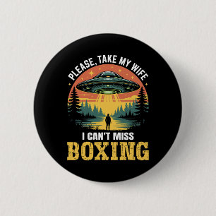 Mens Funny Ufo Boxing Joke Alien Abduction Retro  6 Cm Round Badge