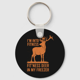 Mens Funny Vintage Hunter I'm Into Fitness Deer Hu Key Ring