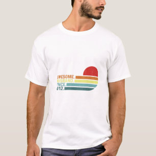 Mens Funny Vintage Wedding AnniversaryAwesome Husb T-Shirt