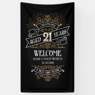 Mens Funny Whiskey 21st Birthday Banner