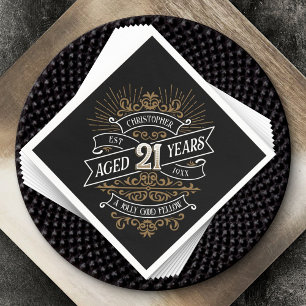 Mens Funny Whiskey 21st Birthday Napkin