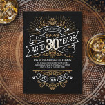 Mens Funny Whiskey 30th Birthday Invitation<br><div class="desc">Celebrate the big 3-0 with style and humour with this vintage whiskey label-inspired birthday design. The black, gold, and white typography is ornate and elegant, giving it a classic retro vintage feel. Perfect for man (or woman!) in your life who loves their scotch, spirits, bourbon, and other liquor drinks. Features...</div>