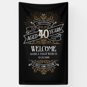 Mens Funny Whiskey 40th Birthday Banner