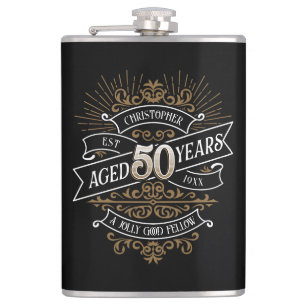Mens Funny Whiskey 50th Birthday Hip Flask