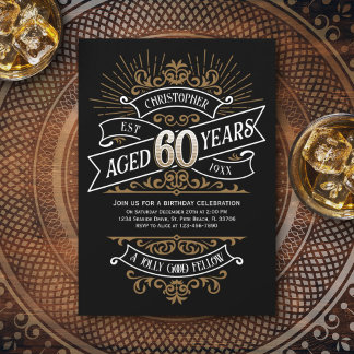 Mens Funny Whiskey 60th Birthday Invitation