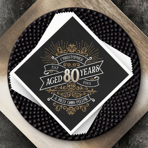 Mens Funny Whiskey 80th Birthday Napkin