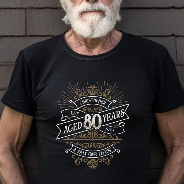 Mens Funny Whiskey 80th Birthday T-Shirt (Creator Uploaded)