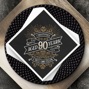 Mens Funny Whiskey 90th Birthday Napkin