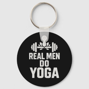 Mens Funny Yoga Shirt Real Men Do Yoga Lotus Dumbb Key Ring