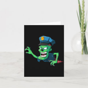 Mens Funny Zombie Police Y Halloween Half Body Card