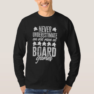 Mens Game Night Funny Board Game Old Man At Board T-Shirt