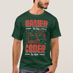 Mens Gamer By Day Coder By Night Funny Programmer  T-Shirt