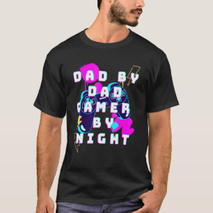 Mens Gamer Dad  Dad By Day Gamer By Night Father's T-Shirt