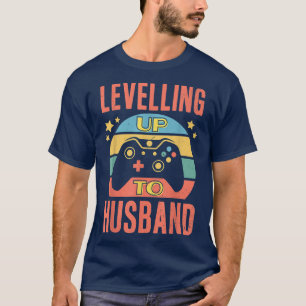 Mens Gamer Engagement Groom Fiance Wedding Levelin T-Shirt
