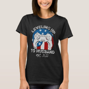 Mens Gamer Groom Fiance Wedding Levelling Up To Hu T-Shirt