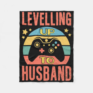 Mens Gamer Husband Leveling Up Wedding Engagement  Fleece Blanket