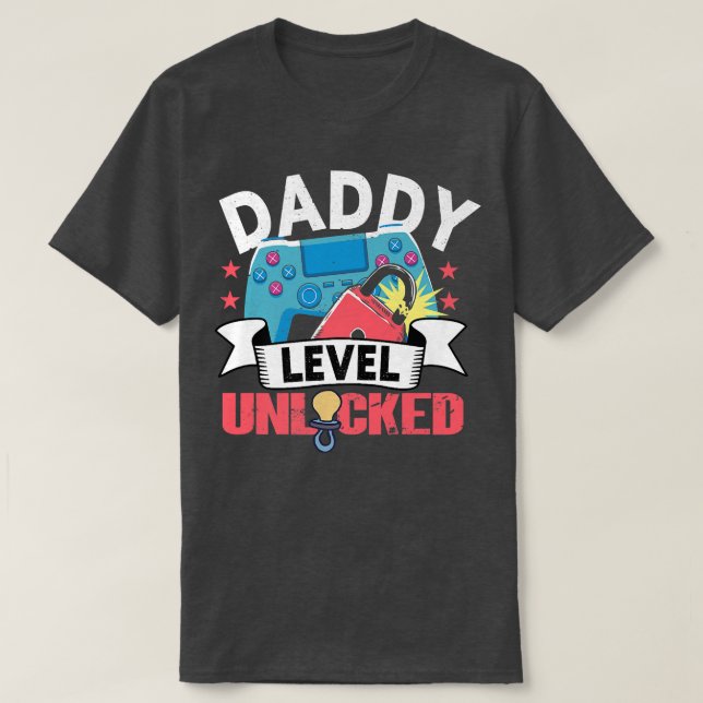 Mens Gaming Daddy Unlocked  Gamer New Dad Premium  T-Shirt (Design Front)