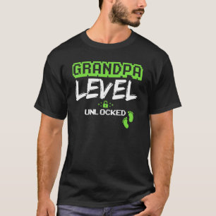 Mens Gaming Grandpa Level Unlocked Levelled Up Gra T-Shirt