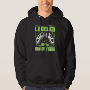 Mens Gaming Leveled Up To Dad Of Twins Video Gamer Hoodie