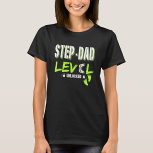 Mens Gaming Step-Dad Level Unlocked Gamer Levelled T-Shirt