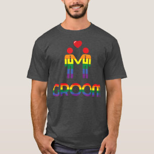 Mens Gay MarriageFor Men Rainbow Groom T-Shirt