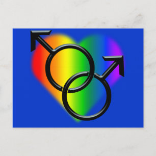 Men's Gay Pride Postcards Rainbow Love Cards