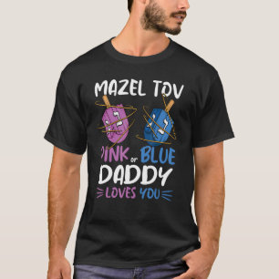 Mens Gender Reveal Mazel Tov Dreidel Pink Or Blue T-Shirt