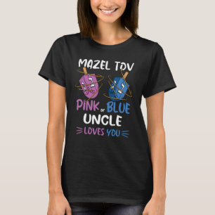 Mens Gender Reveal Mazel Tov Dreidel Pink Or Blue T-Shirt