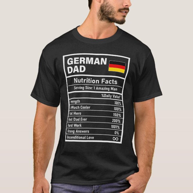 Mens German Dad Nutrition Facts Father's Day Natio T-Shirt (Front)