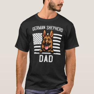 Mens German Shepherd Dad  for Men Dog Dad US Flag  T-Shirt
