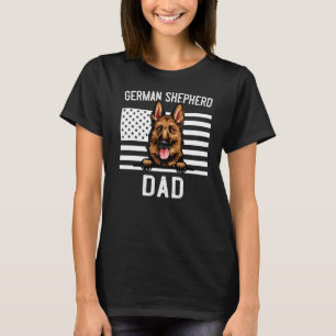 Mens German Shepherd Dad  for Men Dog Dad US Flag  T-Shirt
