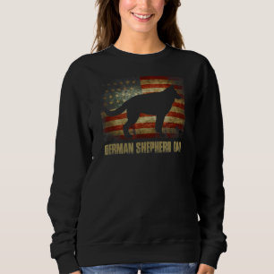 Mens German Shepherd Dad Vintage American Flag Pat Sweatshirt