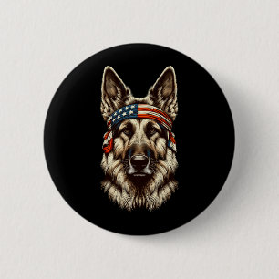 Mens German Shepherd Patriotic 4th Of July Usa 6 Cm Round Badge