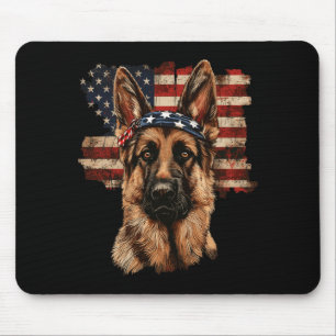 Mens German Shepherd Patriotic 4th Of July Usa Mouse Pad