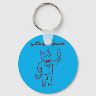 Mens Getting Meowied Funny Cat Wedding Bride Groom Key Ring