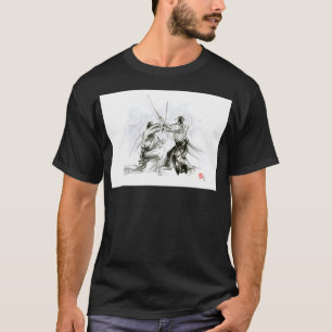 Mens gift ideas aikido martial arts ink drawing la T-Shirt
