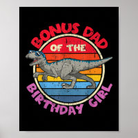 Mens Girl Birthday I Bonus Dad I Velociraptor I