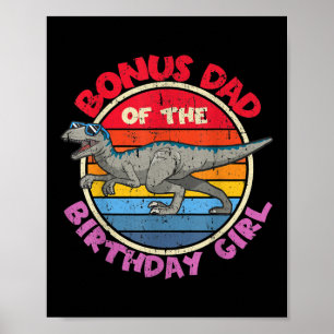 Mens Girl Birthday I Bonus Dad I Velociraptor I Poster