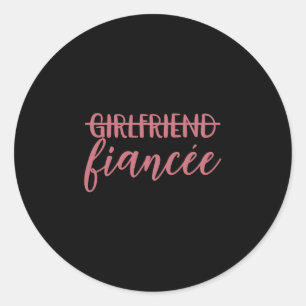 Mens girlfriend fiancée engagement engaged couple classic round sticker