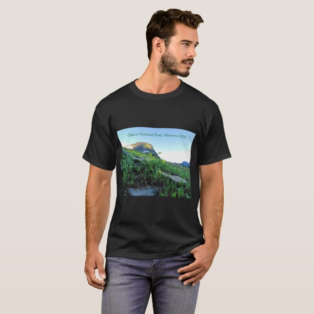 Men's Glacier Mountain Meadows Black T-Shirt (Front Full)